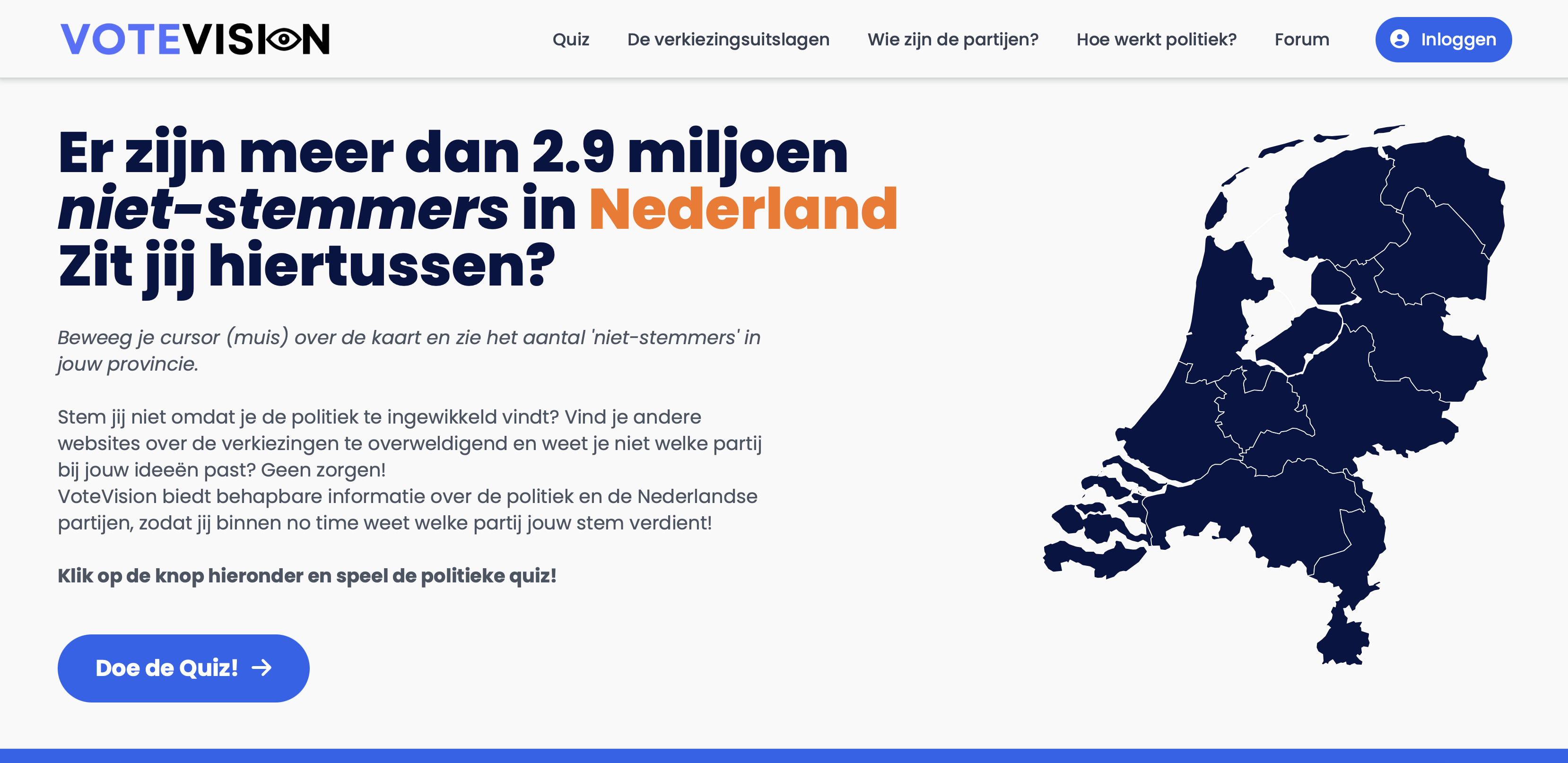 Votevision landing page